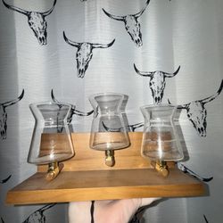 Wood Shelf w/ 3 Glass Holders