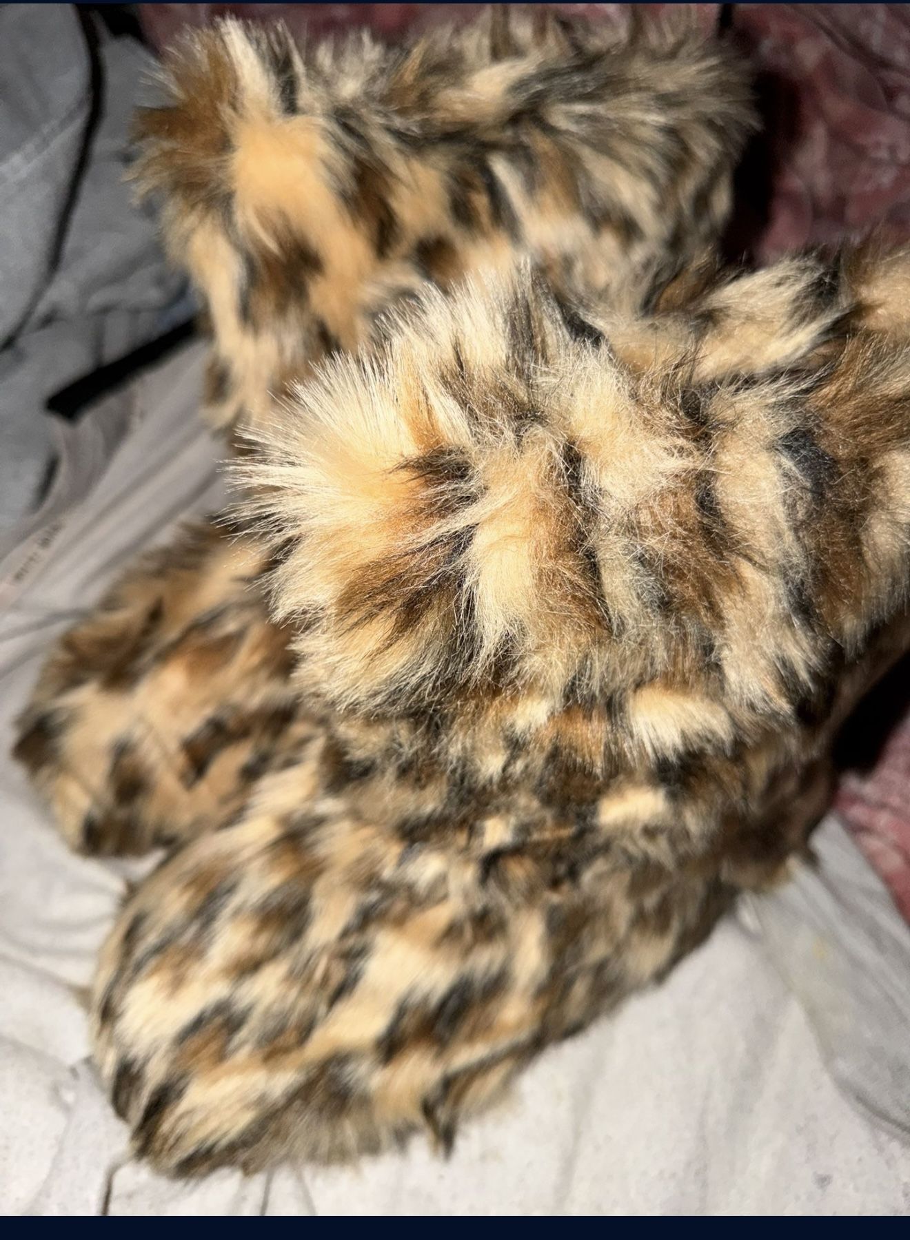 Fur Leopard Boots To Tight Brand New 
