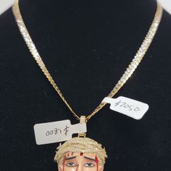 Dia Cut Curb Link Chain And Jesus Face W Dia $3850
