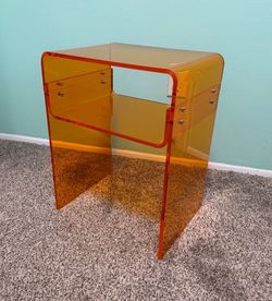 NEW- Clear Acrylic - End Table/ Night Stand -Orange- 15 3/4 W x 11 3/4 D x 20 H