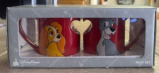 Lady & the Tramp Disney Parks matching heart mug set