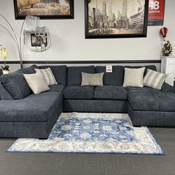 Navy Sofa Sectional w/ Double Chaise 🇺🇸American Made🇺🇸