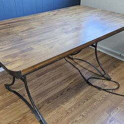 Wooden Dining Table with Metal Frame