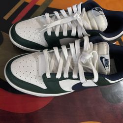 Green & dark blue nike dunks 