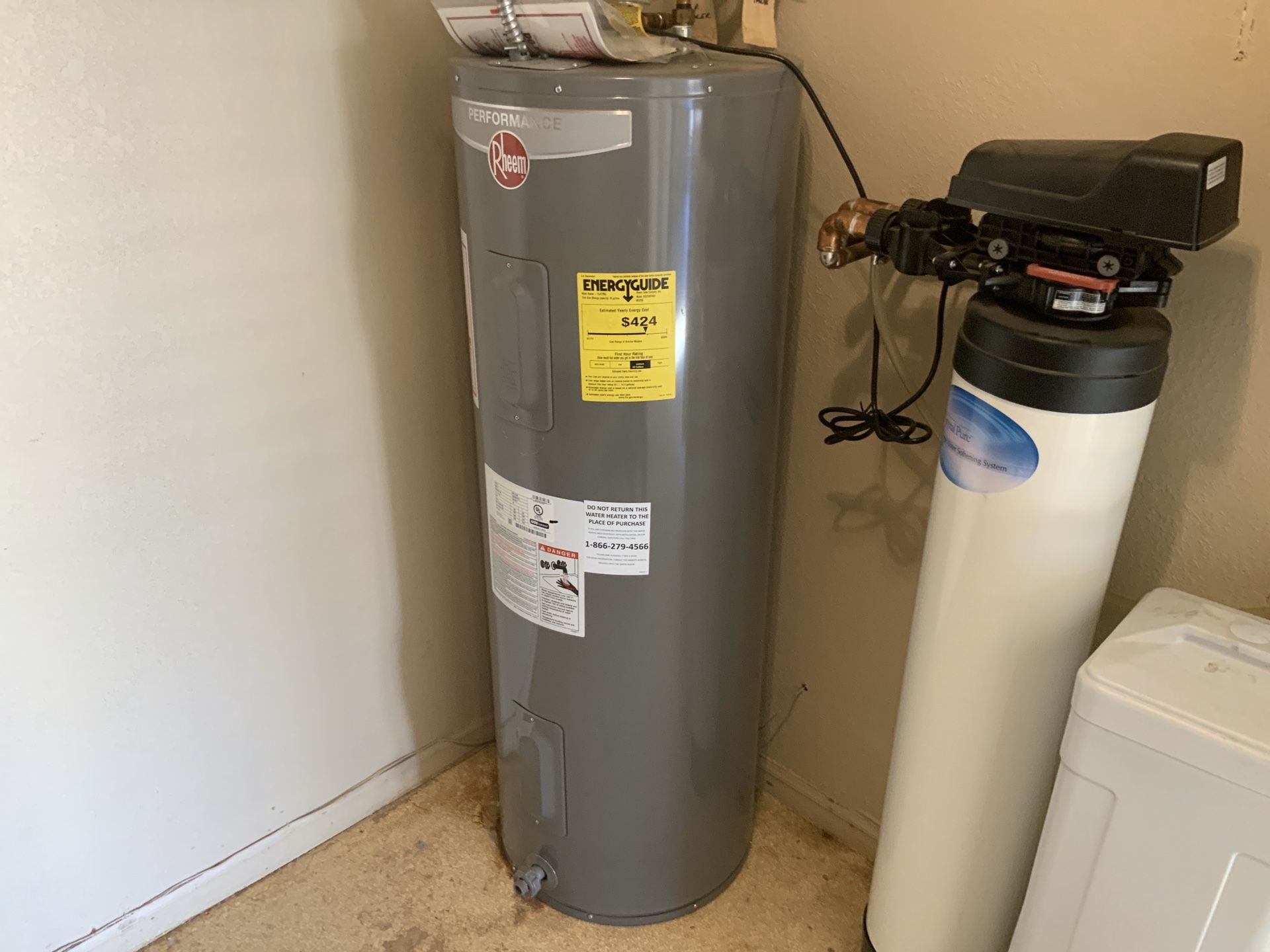 Rheem 50 gallon water heater. 2 years old