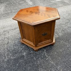  Ethan Allen Maple Hexogonal Side Cabinet