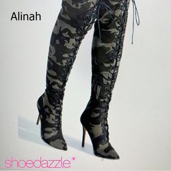 Shoedazzle Camo Alinah Over the Knee Boots 8