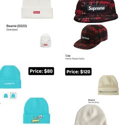 New Supreme Hat & Beanies (Pick Up Only)