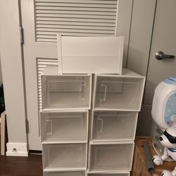 Modern Clear Stackable Shoe Storage Boxes – Set (8 pcs)