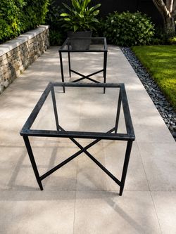 Black Metal and Glass Side Tables – Set of 2