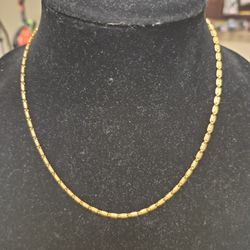 22k Yellow Gold Barrel Link Necklace 18"