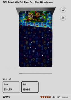 New Paw Patrol Full Size Sheet Set