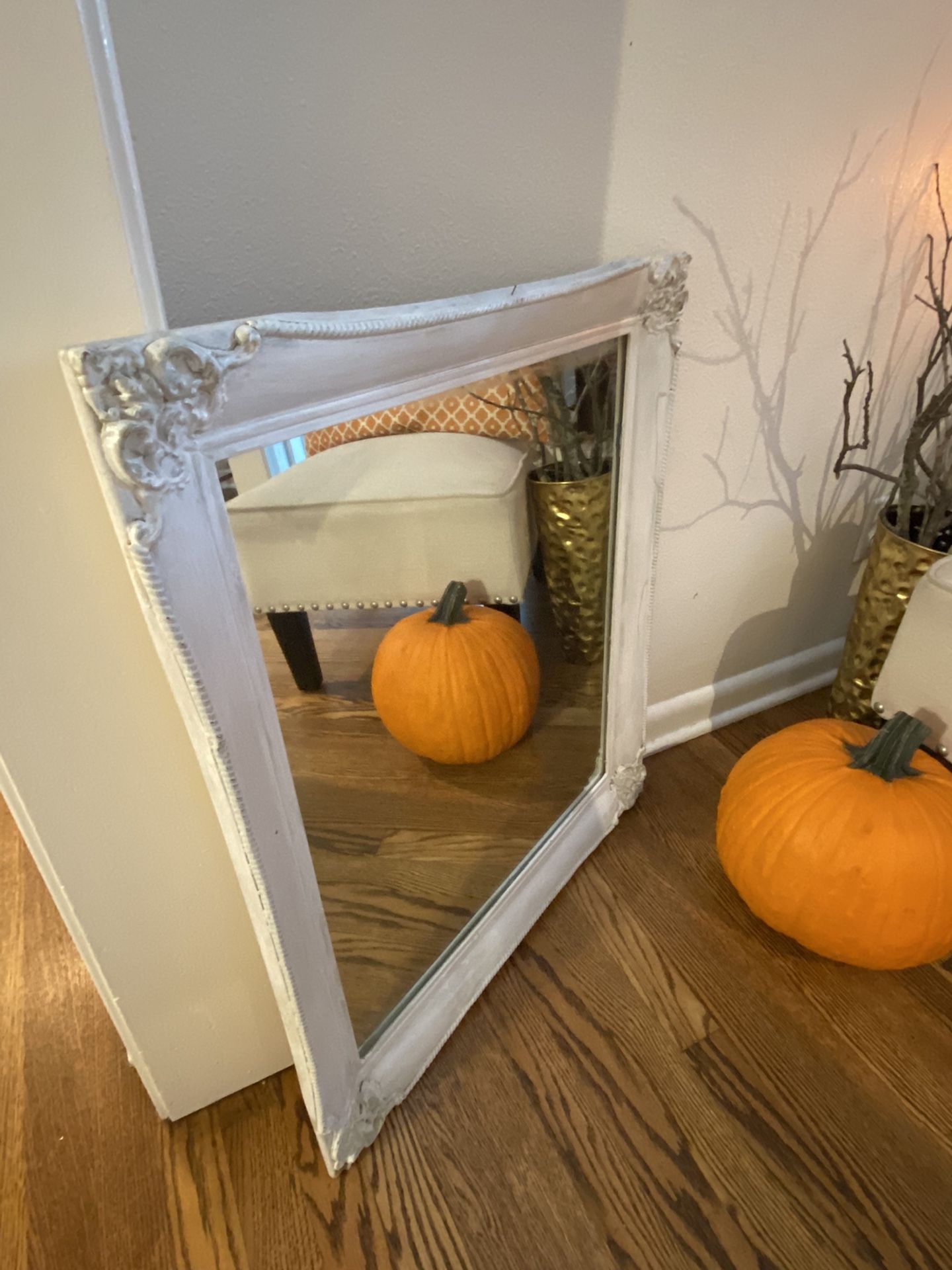 Antique mirror with decorative wood Frame