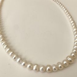 Vintage Luster Real Pearl Necklace, Princess Style, 21” Long, Gold Tone Clasp