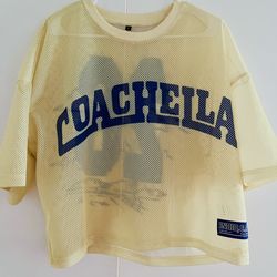 coachella 2026 exclusive festival merch yellow athletic jersey size medium