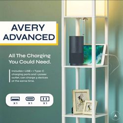 New ATAMIN 72" Shelf Floor Lamps with Charging Station, Premium Shelf Lamp w/ USB,USB-C,AC Outlet