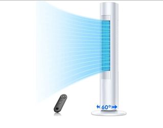 0394: New AIRHALF 35-INCH Tower Fan, Portable Bladeless Fan with 20ft Remote Control, 60° Oscillation, 7H Timer, Floor Fans for Bedroom Home Office