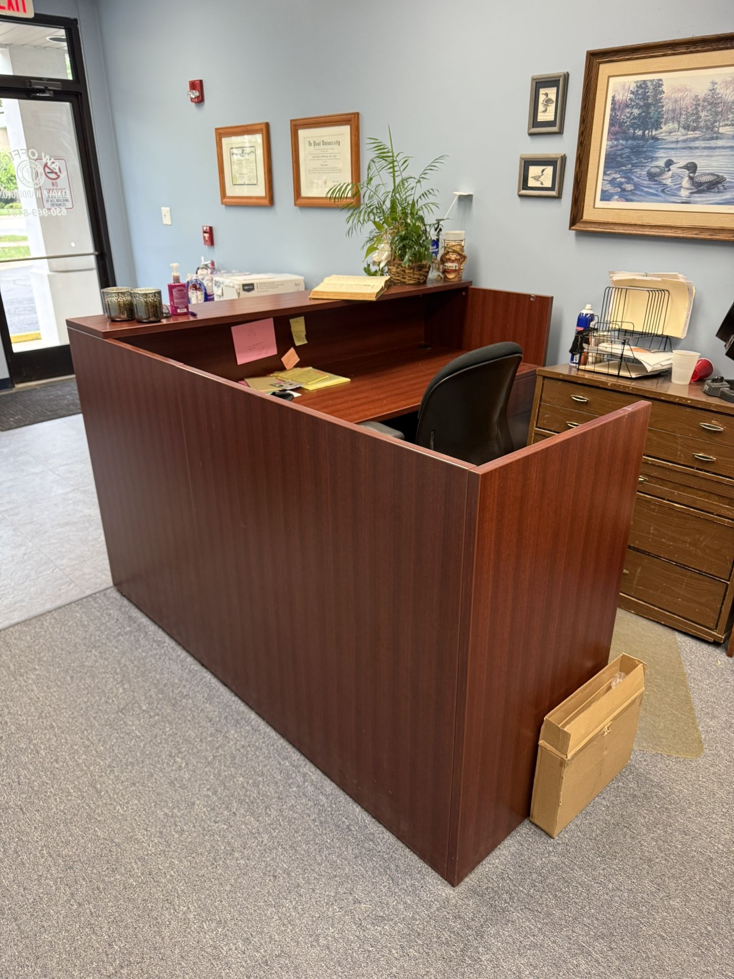 Hon L shape Reception Desk W/ Hon Lateral Cabinet