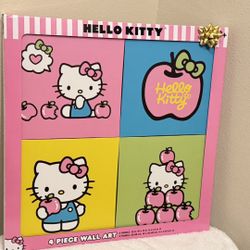 New  Hello Kitty 4 Pieces Wall Art Canvas