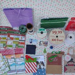 Christmas Present Tags Labels Bags Ribbons Lot