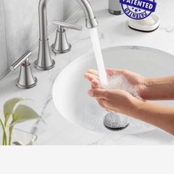 Bathroom Faucets for Sink 3 Hole, Hurran Brushed Nickel Bathroom Sink with Pop-up Drain  naked and black bronze A30 N $40