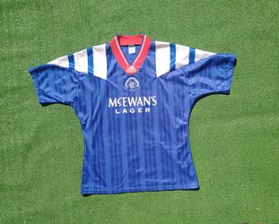 1992-94 Glasgow Rangers FC Jersey Lg Shirt Home McEwan's