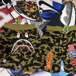 A Bathing Ape Camo Shark Shorts