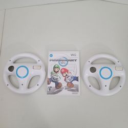 Mariokart Wii Nintendo Wii Game Complete with 2 White Steering Wheels