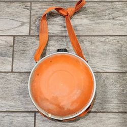vintage orange water cantine 4qt forest service aluminum frame