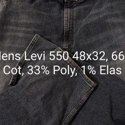 Mens Levi Strauss 550 Denim Blue Jeans 48x32. 66% Cotton, 33% Polyester, 1% Elastane. Big And Tall. East or Westside.