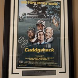CADDYSHACK Chevy Chase Signed Movie Poster. Measures 18x24 