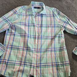Mens Size Large Vineyard Vines Pastel Plaid Shirt