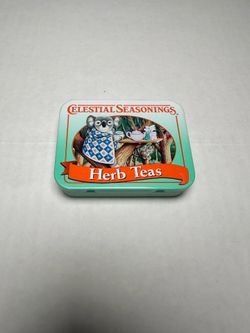 Celestial Seasonings Herb Tea Koala Mini Tin Vintage Flip Top Lid Empty