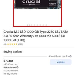 Crucial MX500 m.2 SSD 1TB