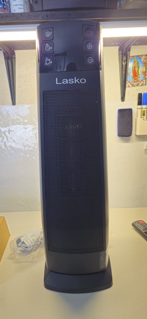 Lasko 22" 1500W Oscillating Electric Ceramic Tower Space Heater with Remote, Black