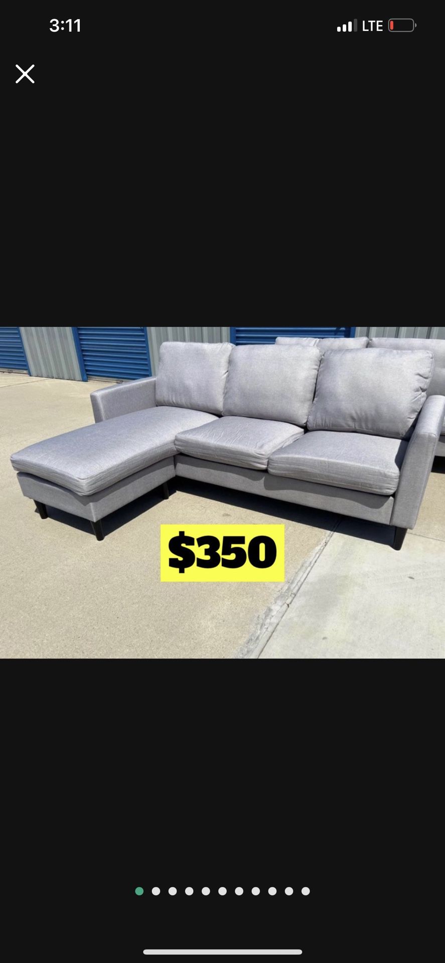 Brand New Mid Century Style Sectional Sofa Retails For Over $800