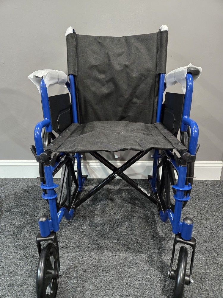 Drive Medical Blue Streak Wheelchair with Flip Back Desk Arms and Swing Away Footrests