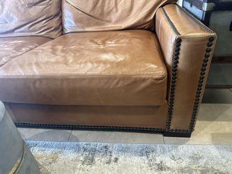 Pure Leather Caramel Sofa With Studs