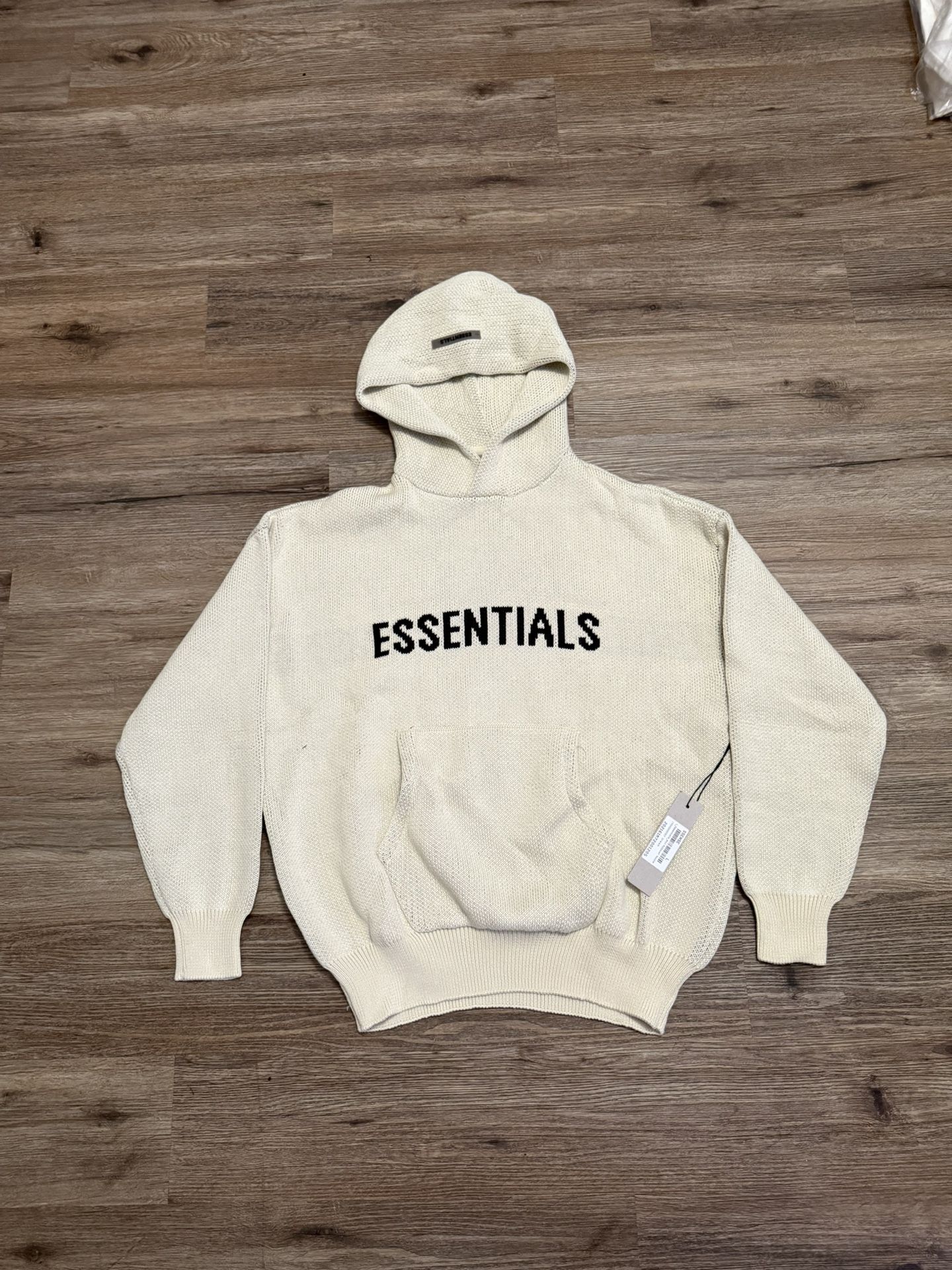 Essentials Knitted Cream Hoodie 