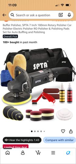 SPTA 7 Inch Rotary Car Polisher Kit