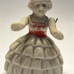 Antique Porcelain 2.5” X 1.75” Doll With Wire Attached Arms. Early 1900S.