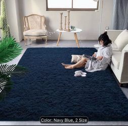Navy Blue Luxurious Fluffy Shag Rug Ultra Soft,Plush,Fuzzy, Durable 4x6ft