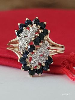 14K Yellow Gold Sapphire and Diamonds Ring Size 6 Solid Gold/ Anillo de Oro con Zafiro y Diamante! 👌🎁Post Tags: Anillo de Oro