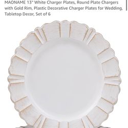 6 Pcs Plates With Gold Rim 