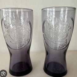 2 1955 McDONALD'S SPEEDY BURGER EMBOSSED DRINKING GLASSES RETRO 16oz 