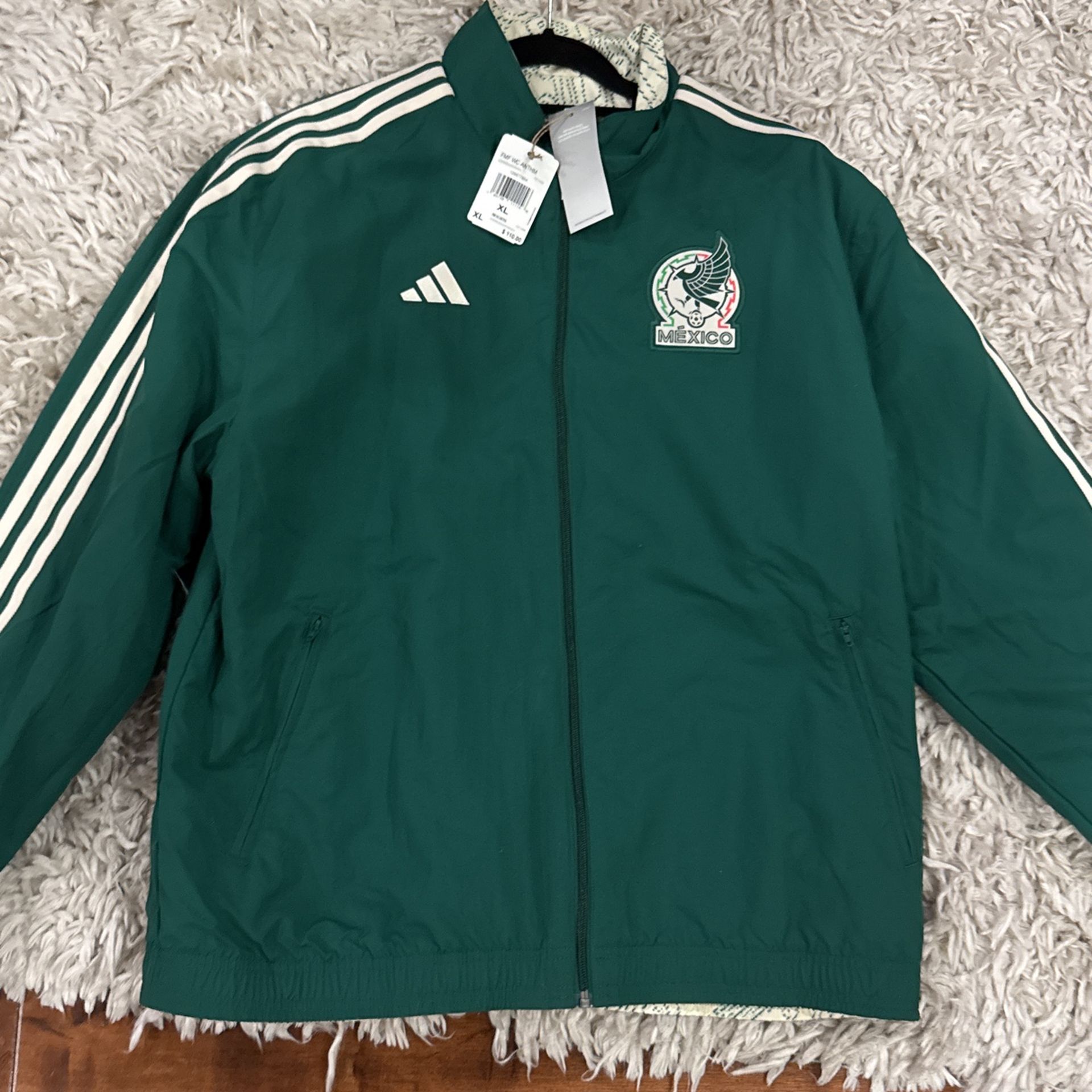 Size XL Mens adidas Mexico Reversible Anthem Jacket 2022 Green Jacket HF1439