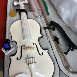 Nice 4/4 White Violin with New Bow, Digital Tuner, Shoulder Rest, Extra Strings $150 Firm