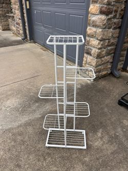 5-Tier White Plant Stand Indoor/Outdoor – Metal Plant Shelf Display