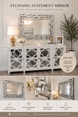 Elegant Decorative Wall Mirror – Silver Geometric Frame