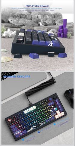 Womier PBT Black Keyboard Keycaps, Japanese MOA Keycaps Set